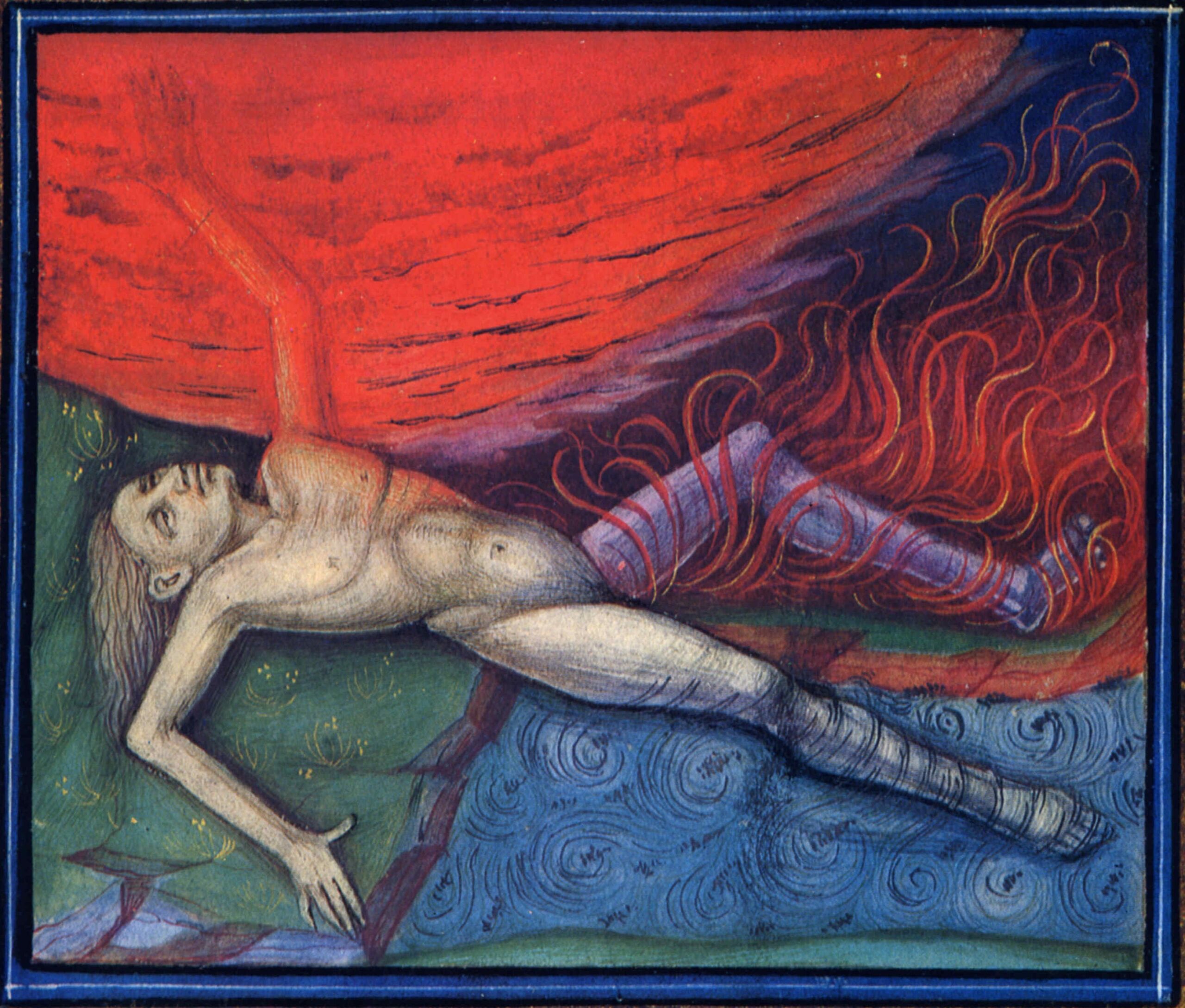 Les quatre éléments et les quatre humeurs, l'être humain au centre, Barthélemy l'Anglais, Le Livre des propriétés des choses, 1415